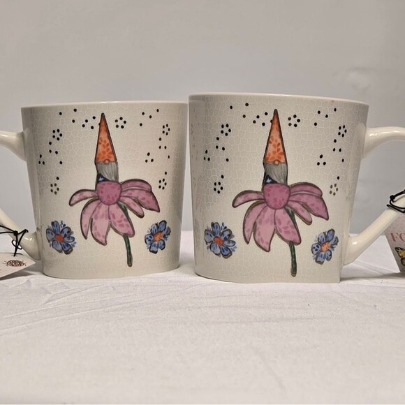 Set of Seeds & Sunshine Mug Gnome Floral Ceramic Pink & Cream Large Cup Coffee - Picture 3 of 10